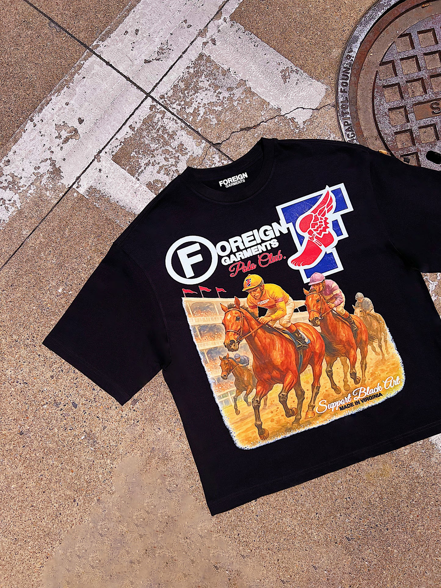 "Black Polo Club" Oversized Tee Black