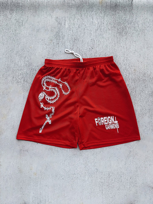 "Rosary" Shorts Red