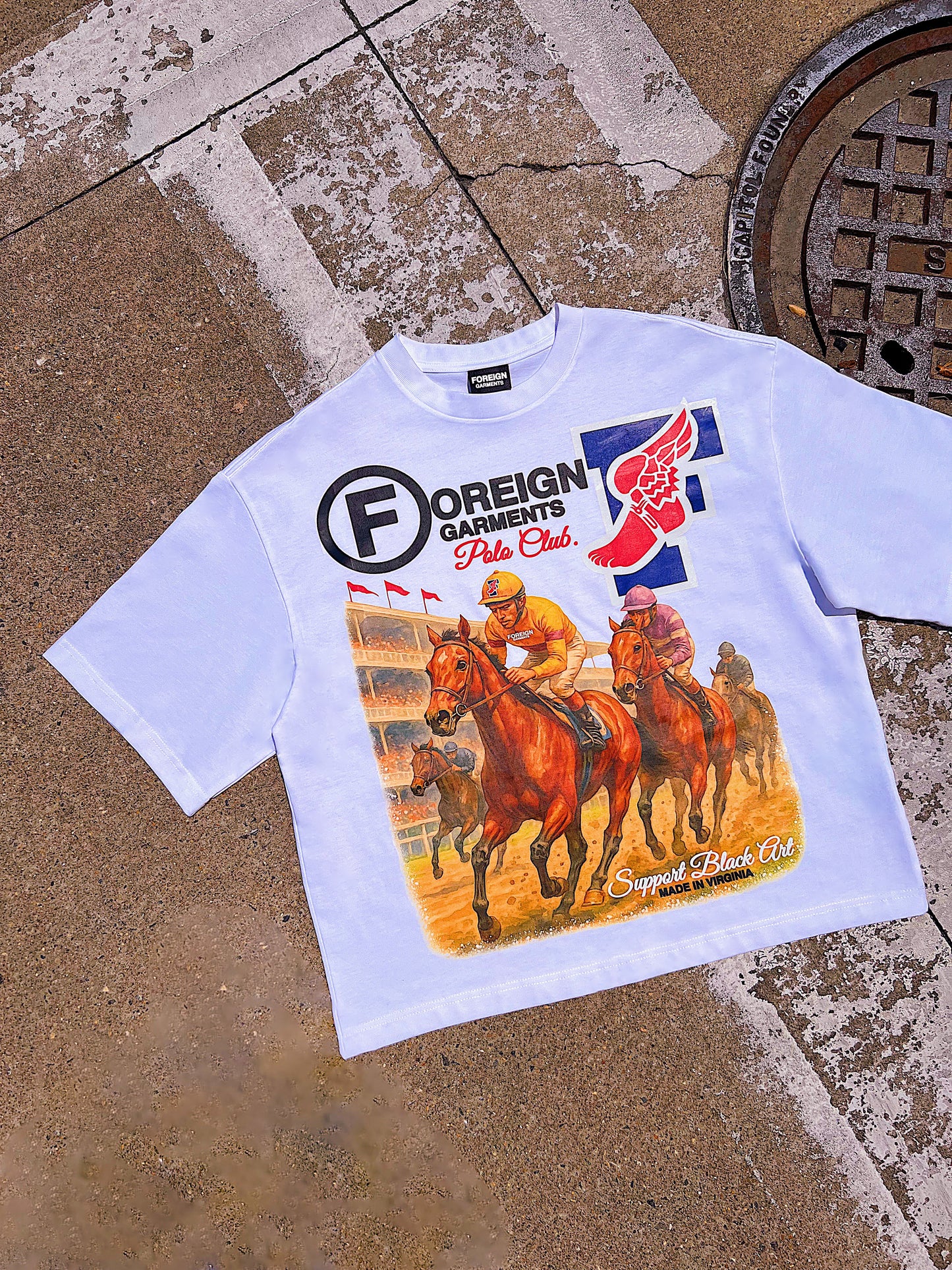 "Black Polo Club" Oversized Tee White