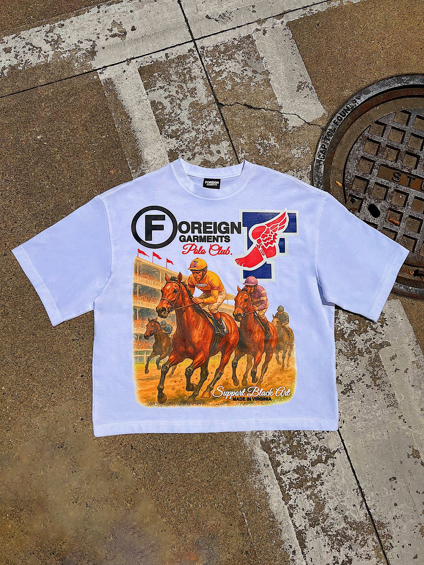 "Black Polo Club" Oversized Tee White